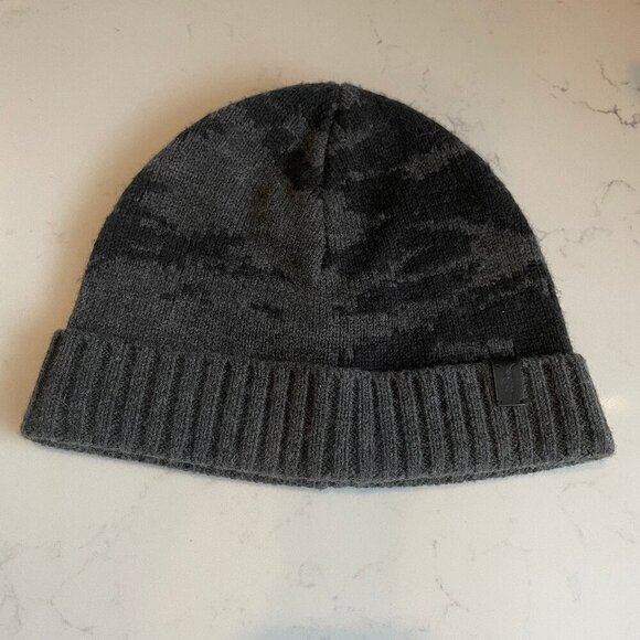 All Saints Eiger Beanie Turned Up Rib Cuff Knit Acrylic Wool Black + Grey Sz OS - Picture 1 of 8